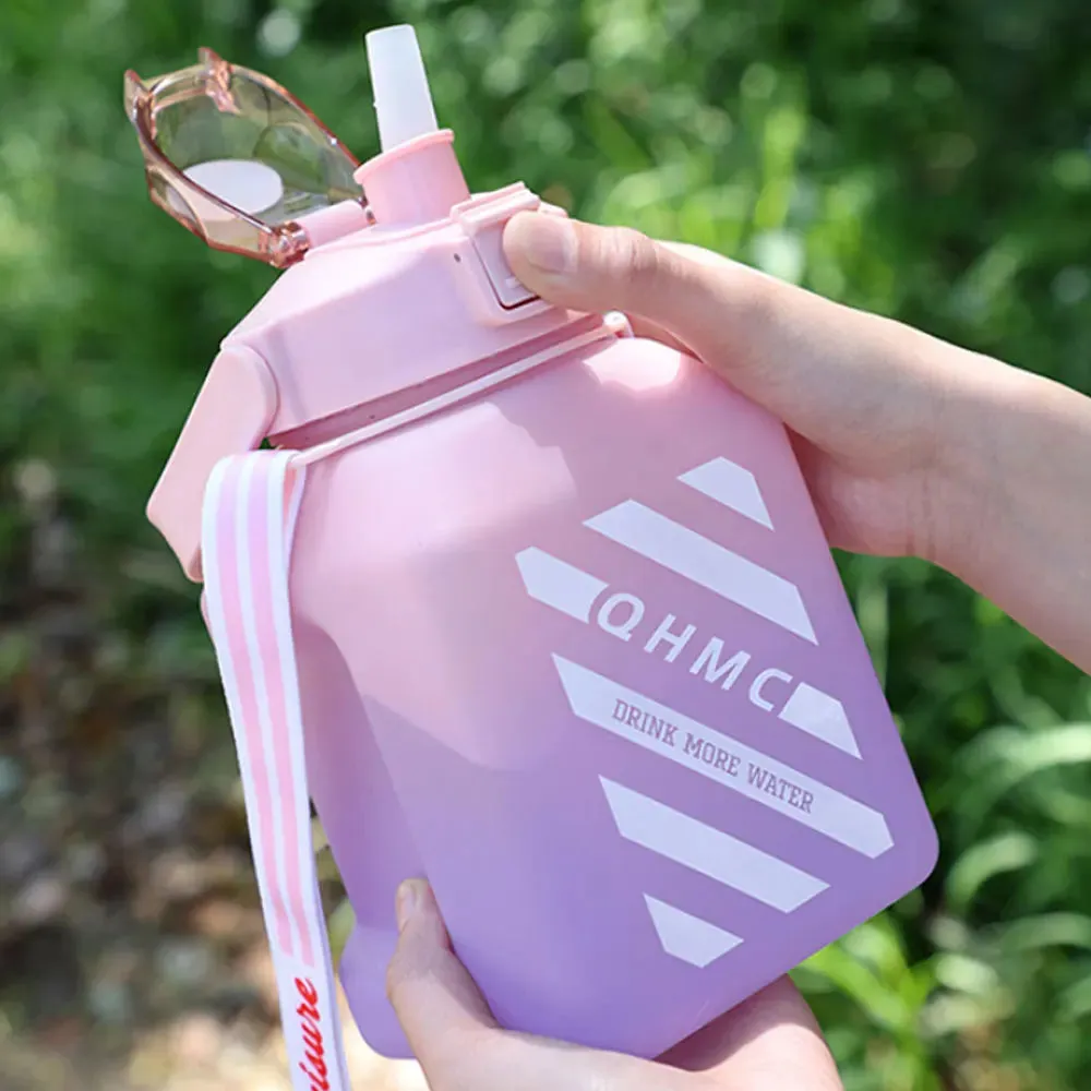 1500ml Motivational Sports Water Bottle with Straw