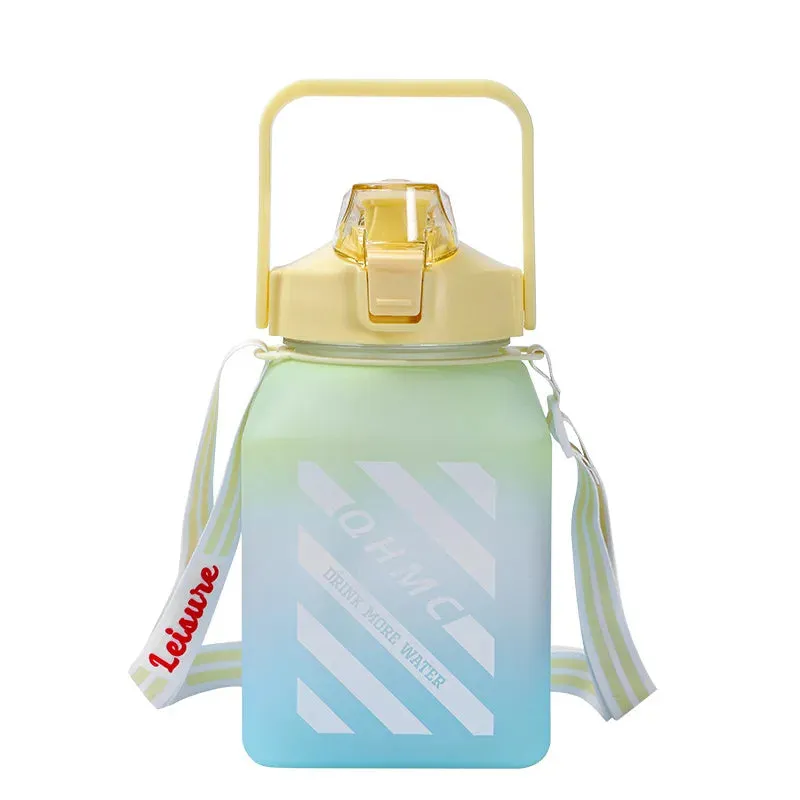1500ml Motivational Sports Water Bottle with Straw