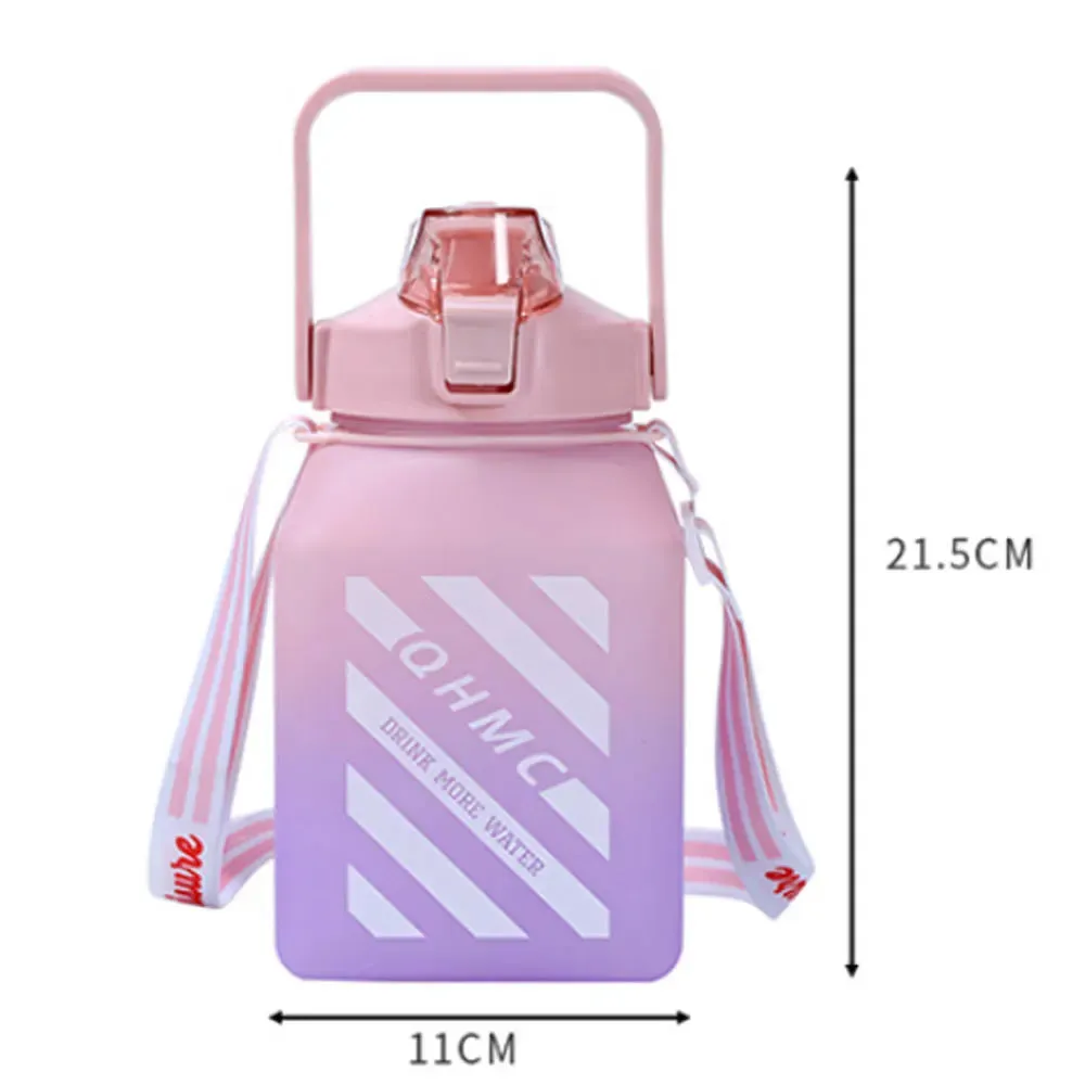 1500ml Motivational Sports Water Bottle with Straw