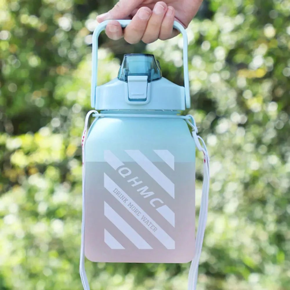 1500ml Motivational Sports Water Bottle with Straw