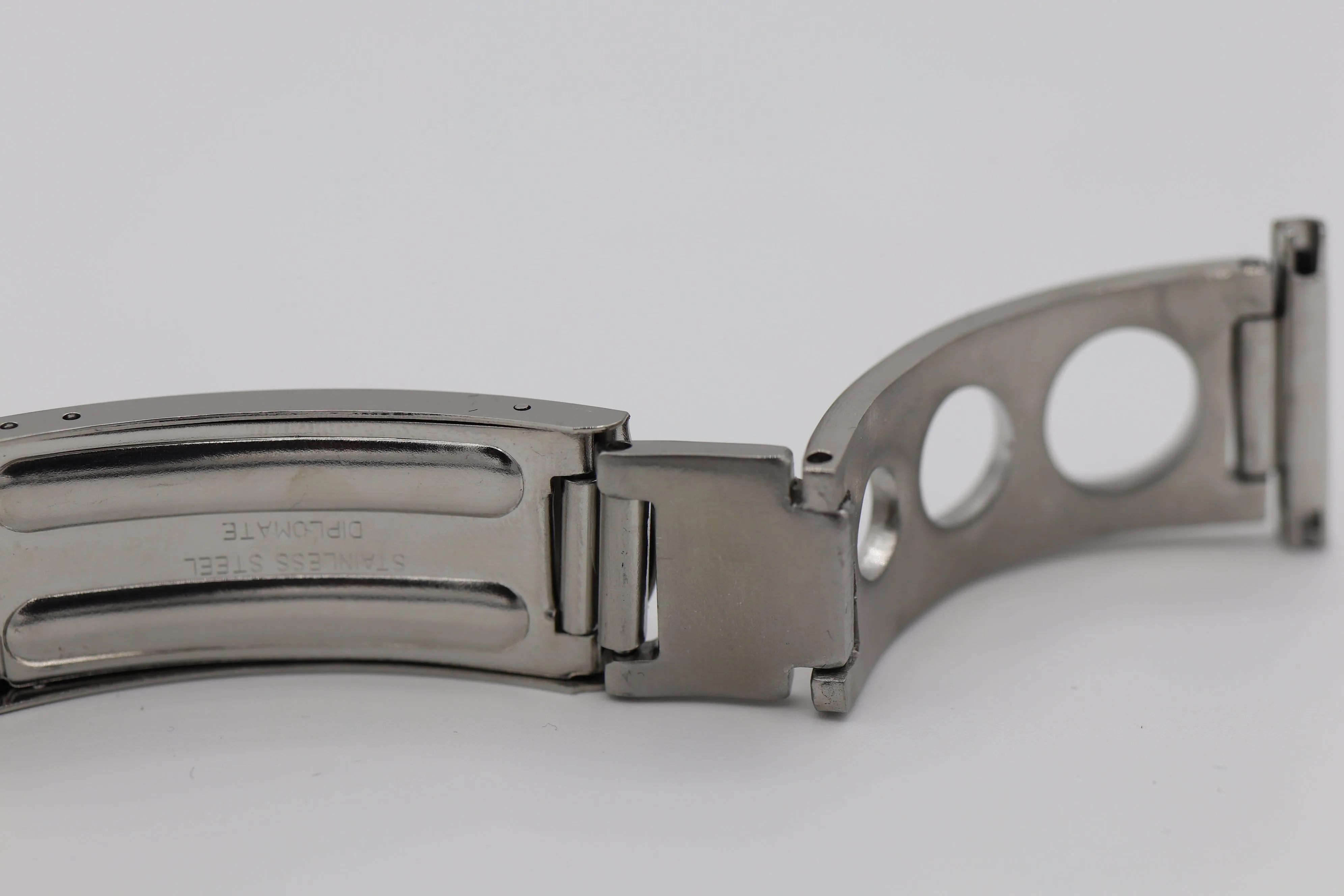 1970s Diplomate Stainless Steel Perforated Bracelet