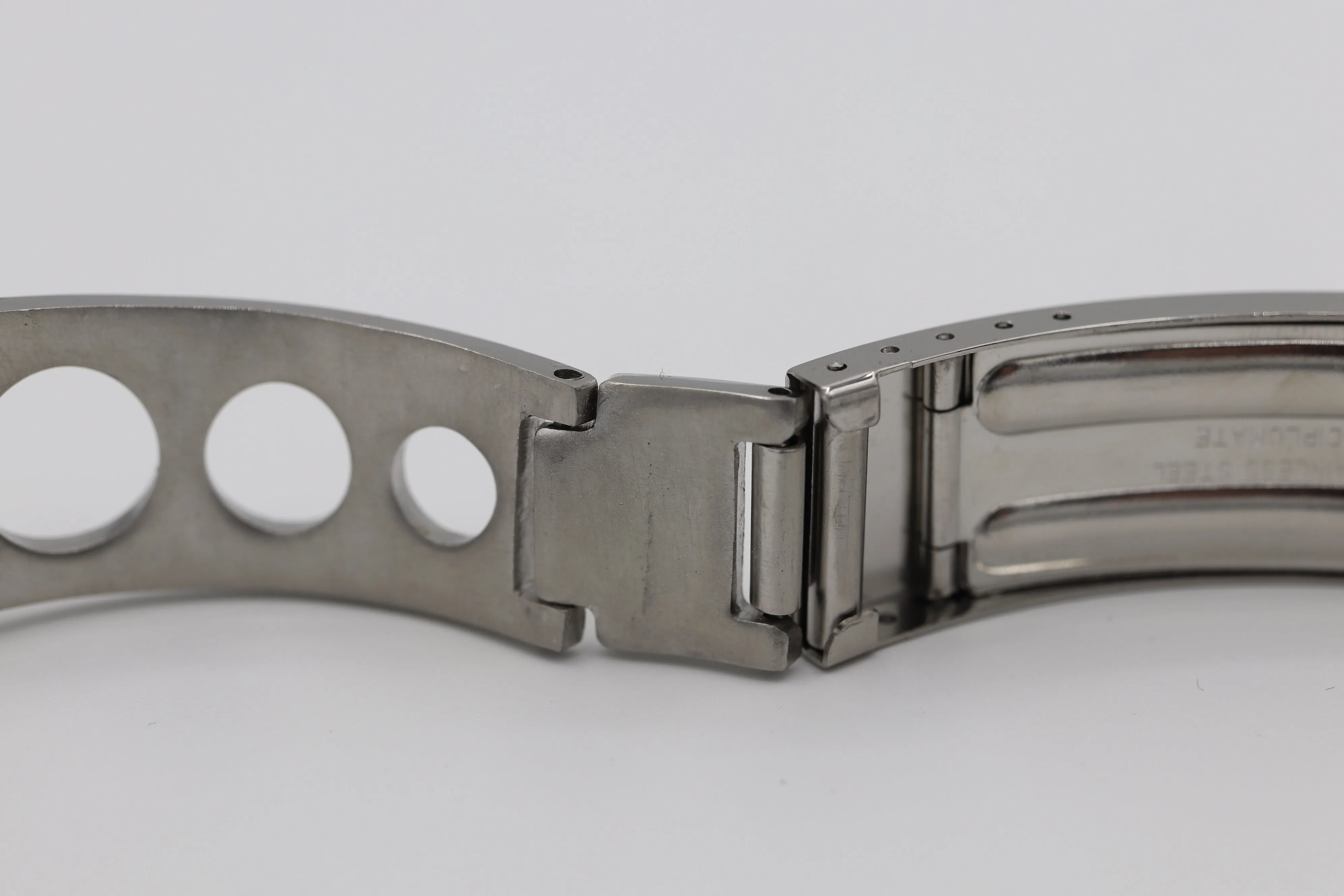 1970s Diplomate Stainless Steel Perforated Bracelet