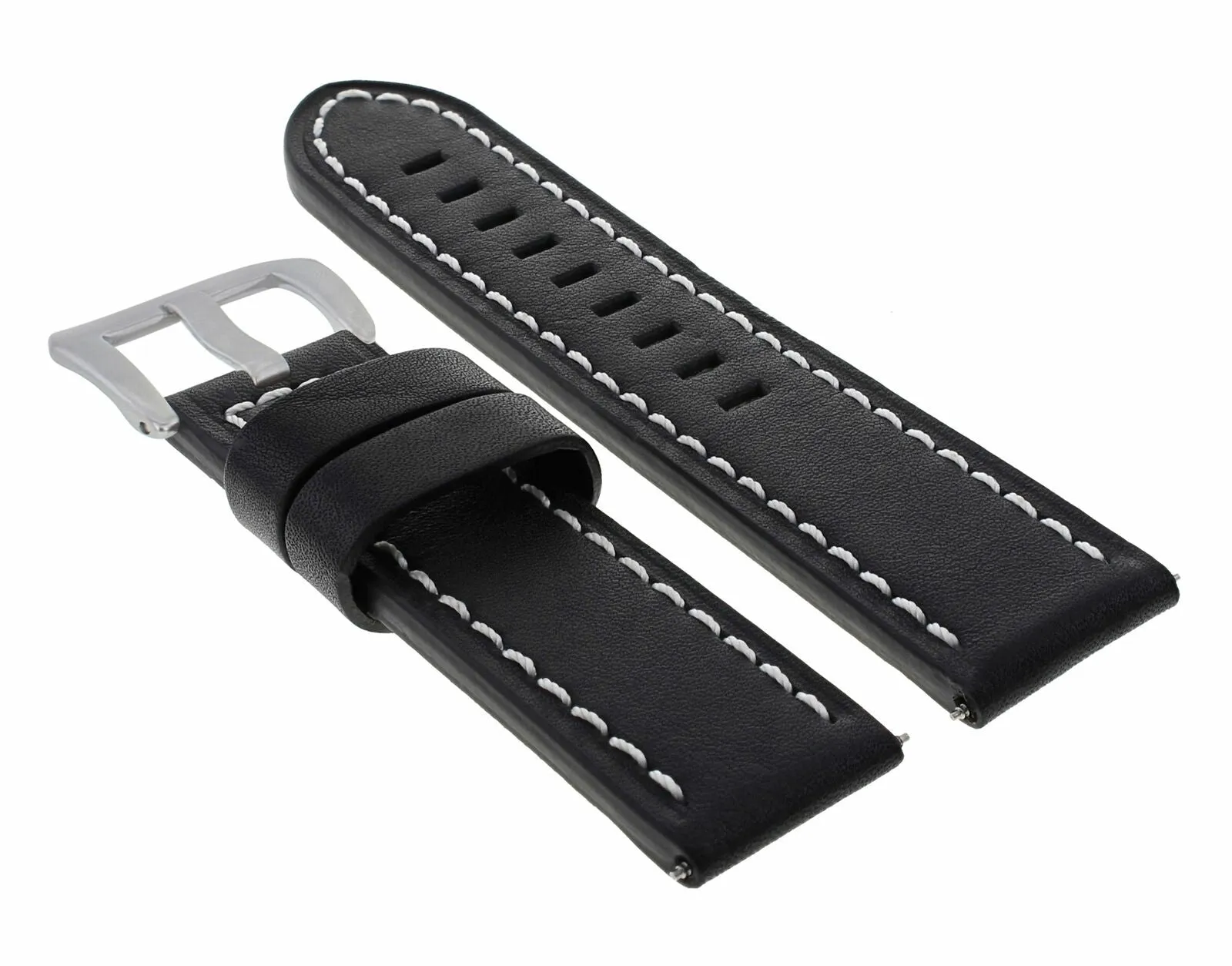 20MM COW LEATHER WATCH BAND STRAP FOR ULYSSE NARDIN WATCH BLACK WHITE STITCH