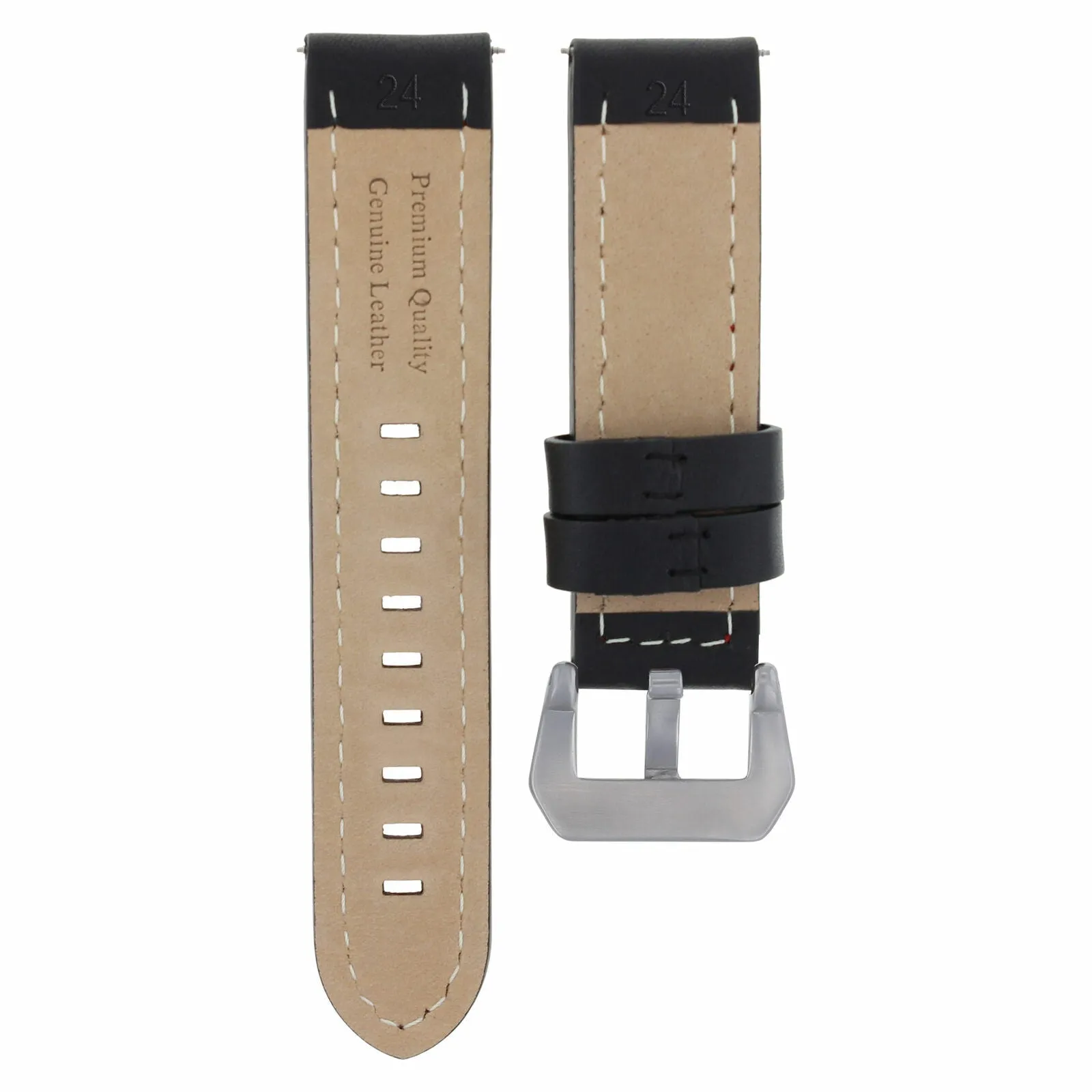 20MM COW LEATHER WATCH BAND STRAP FOR ULYSSE NARDIN WATCH BLACK WHITE STITCH