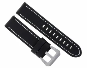 20MM COW LEATHER WATCH BAND STRAP FOR ULYSSE NARDIN WATCH BLACK WHITE STITCH