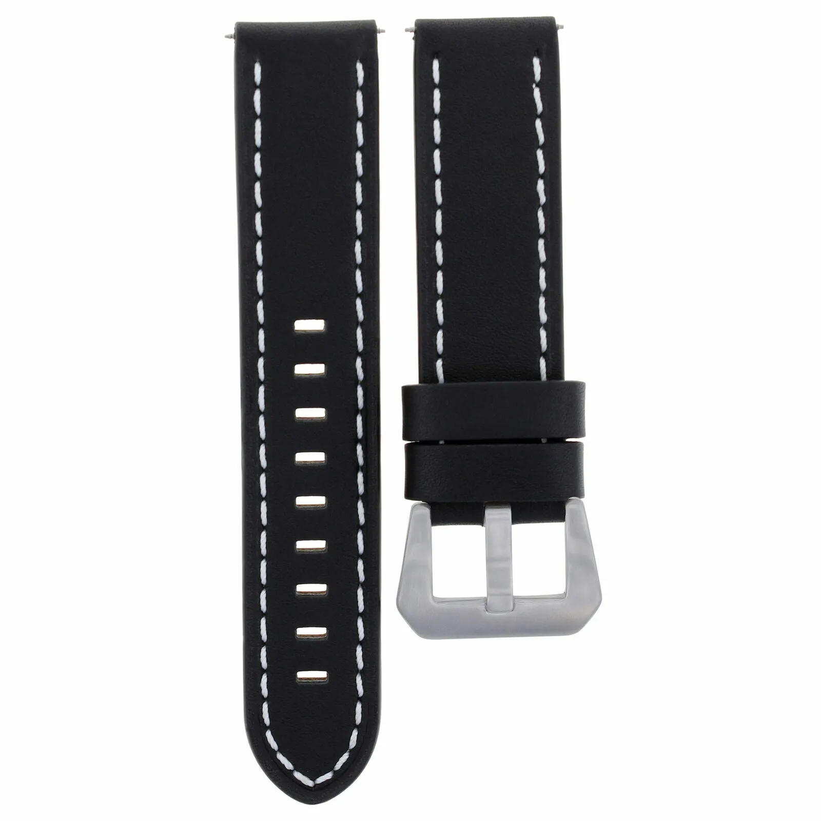 20MM COW LEATHER WATCH BAND STRAP FOR ULYSSE NARDIN WATCH BLACK WHITE STITCH