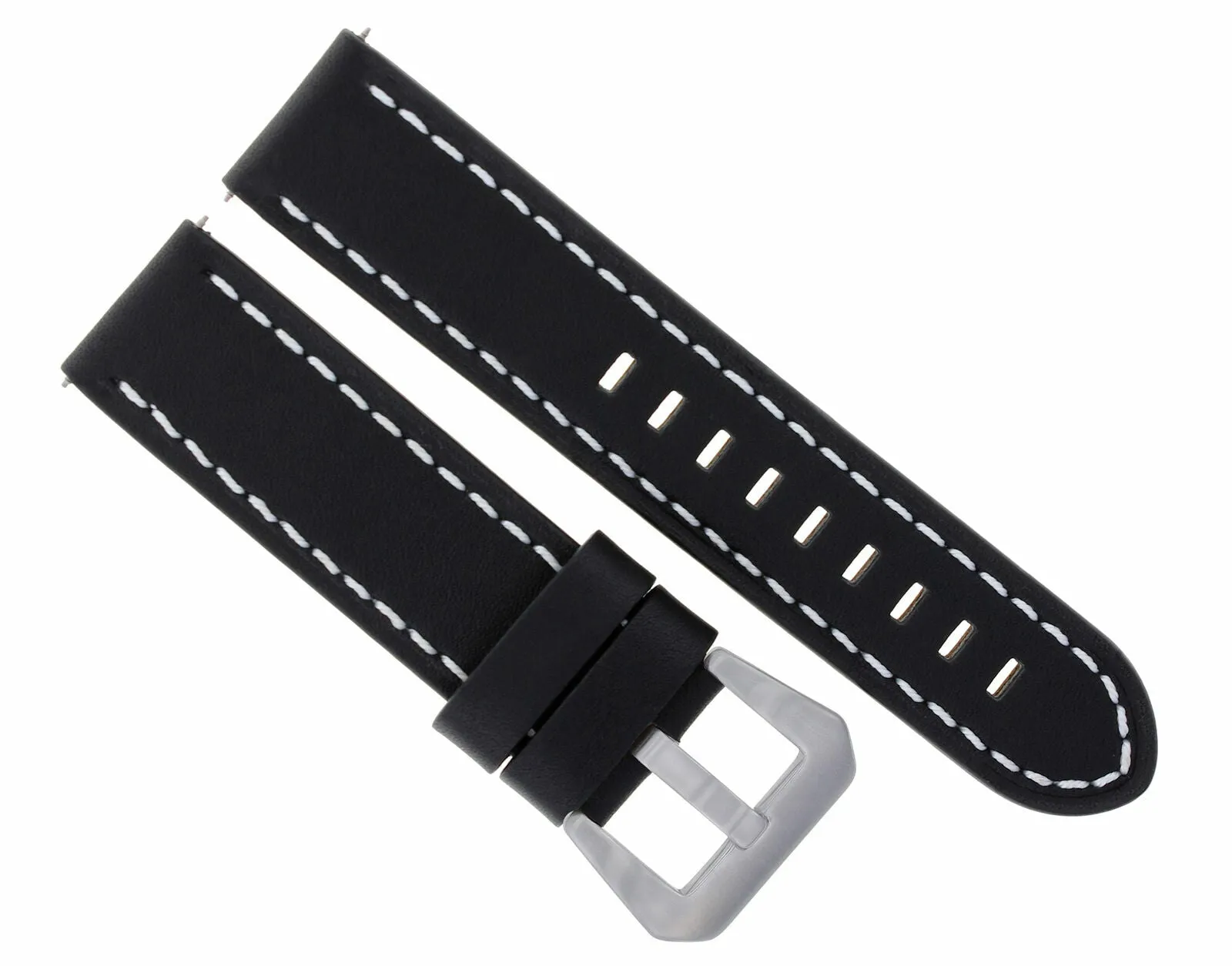 20MM COW LEATHER WATCH BAND STRAP FOR ULYSSE NARDIN WATCH BLACK WHITE STITCH