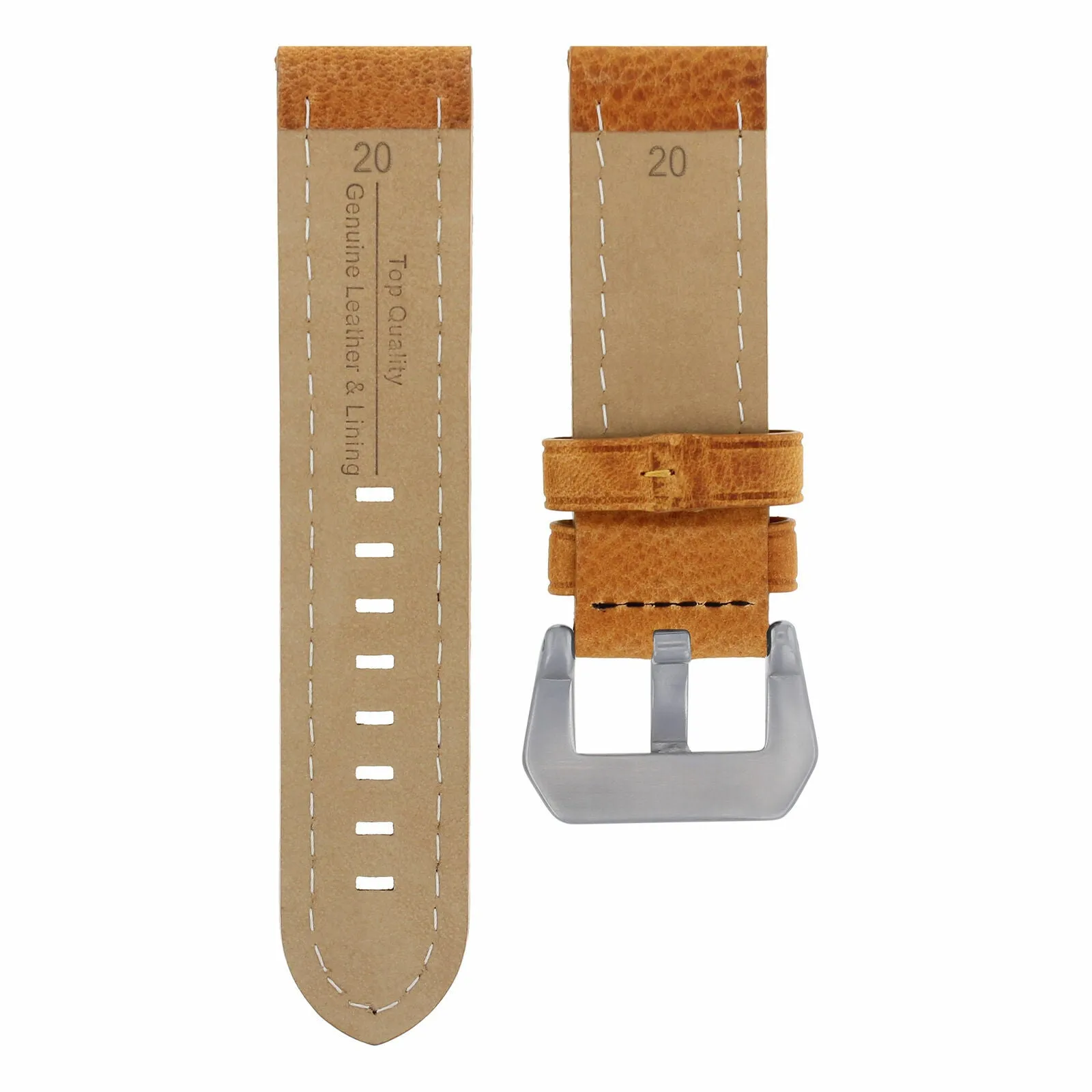20MM PREMIUM LEATHER WATCH BAND STRAP FOR PANERAI MARINA LUMINOR PAM GMT TAN