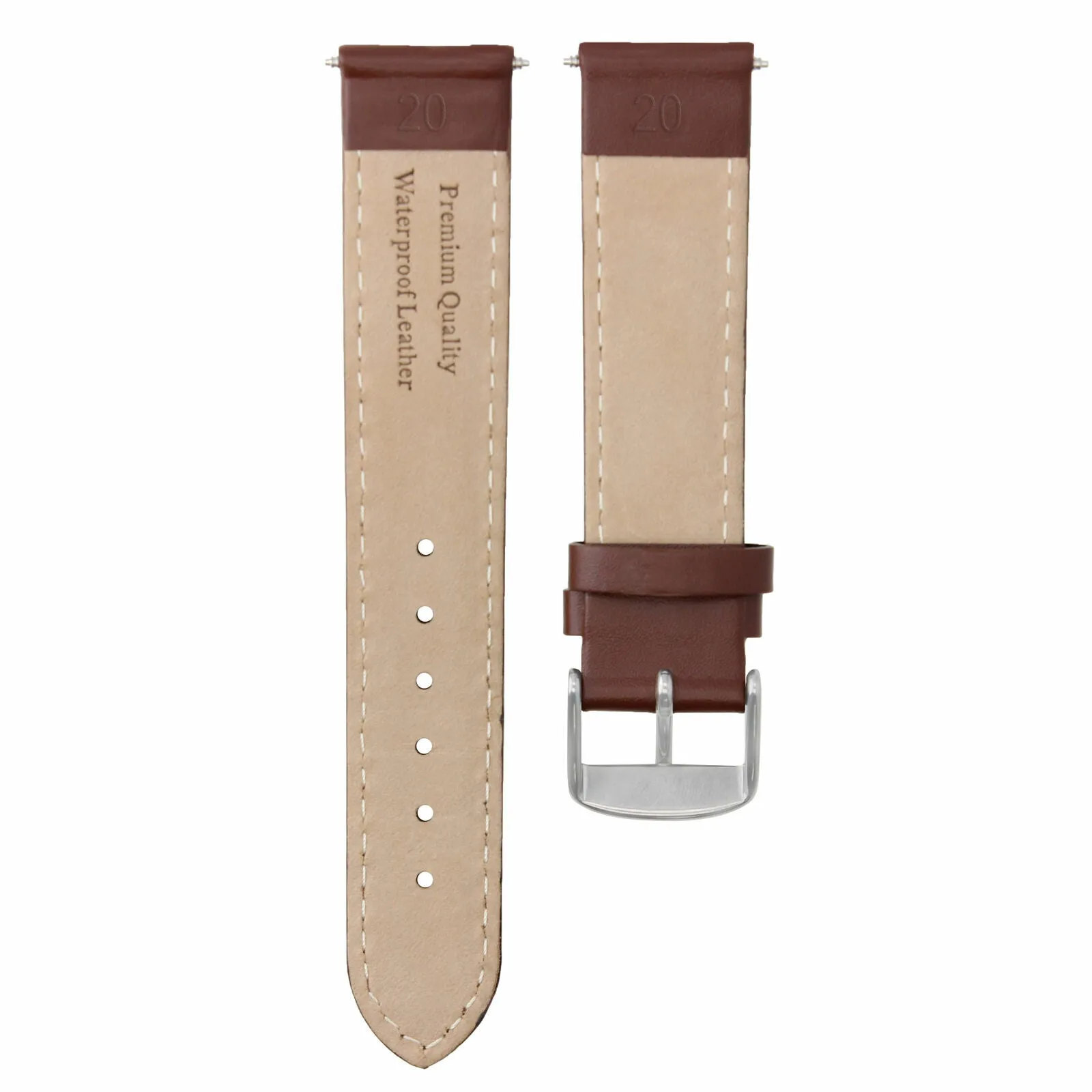 24MM SMOOTH LEATHER STRAP BAND FOR LONGINES WATCHWATERPROOF LIGHT BROWN