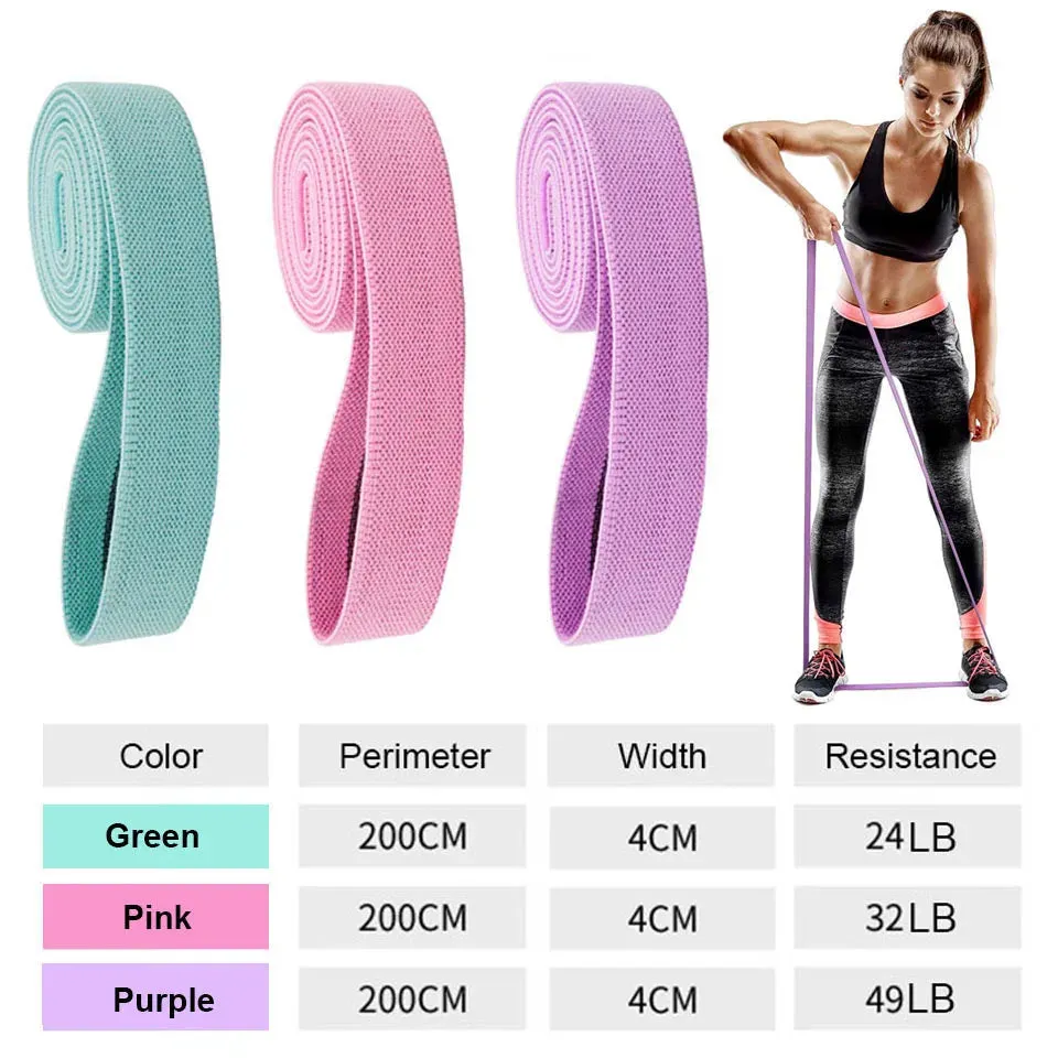 3 Piece Elastic Loop Band Set For Fitness & Yoga