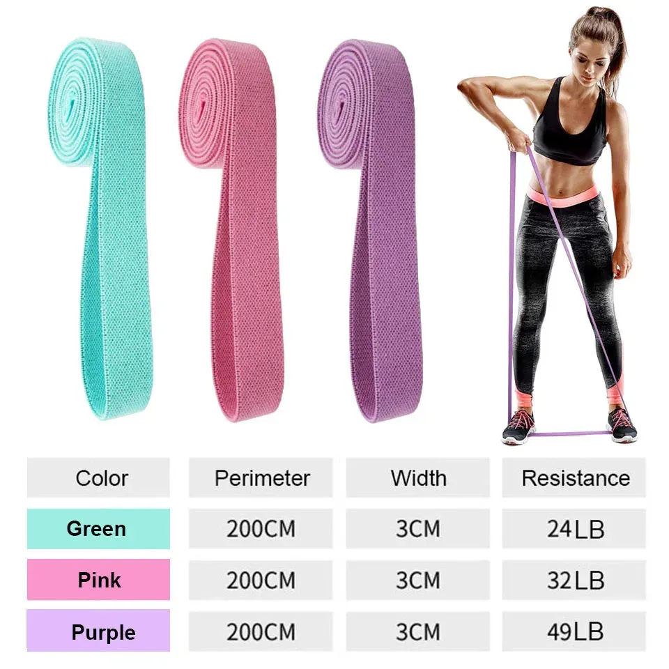 3 Piece Elastic Loop Band Set For Fitness & Yoga