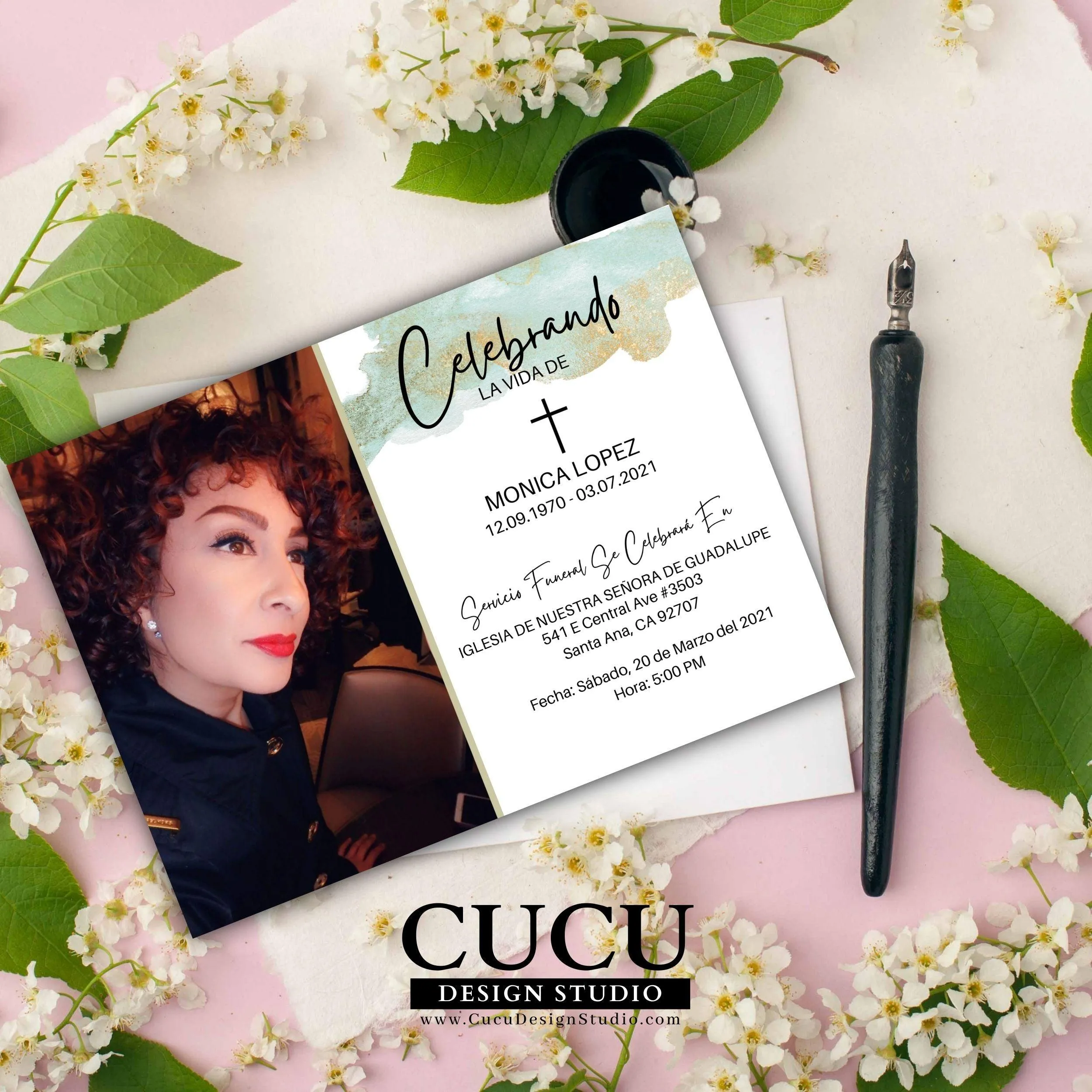 Affordable Spanish Funeral Invitation Card