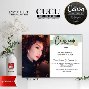Affordable Spanish Funeral Invitation Card