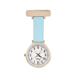 Annie Apple Nurses Fob Watch - Aurora - Pearl/Rose Gold/Blue - Leather - 35mm