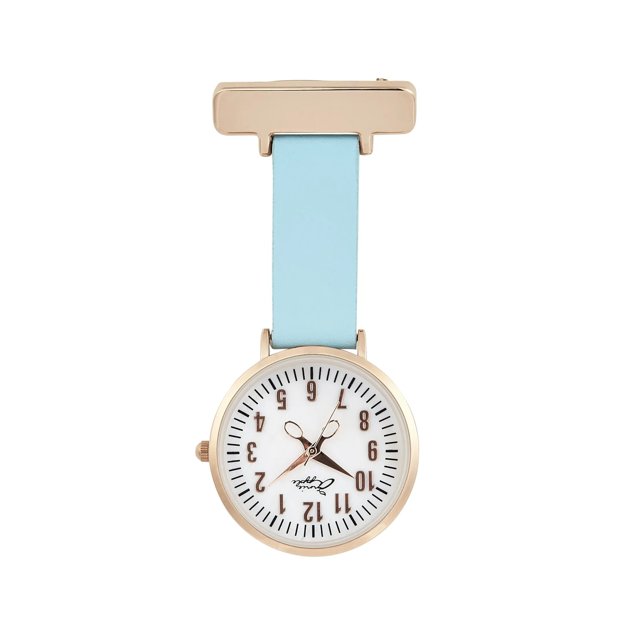 Annie Apple Nurses Fob Watch - Aurora - Pearl/Rose Gold/Blue - Leather - 35mm