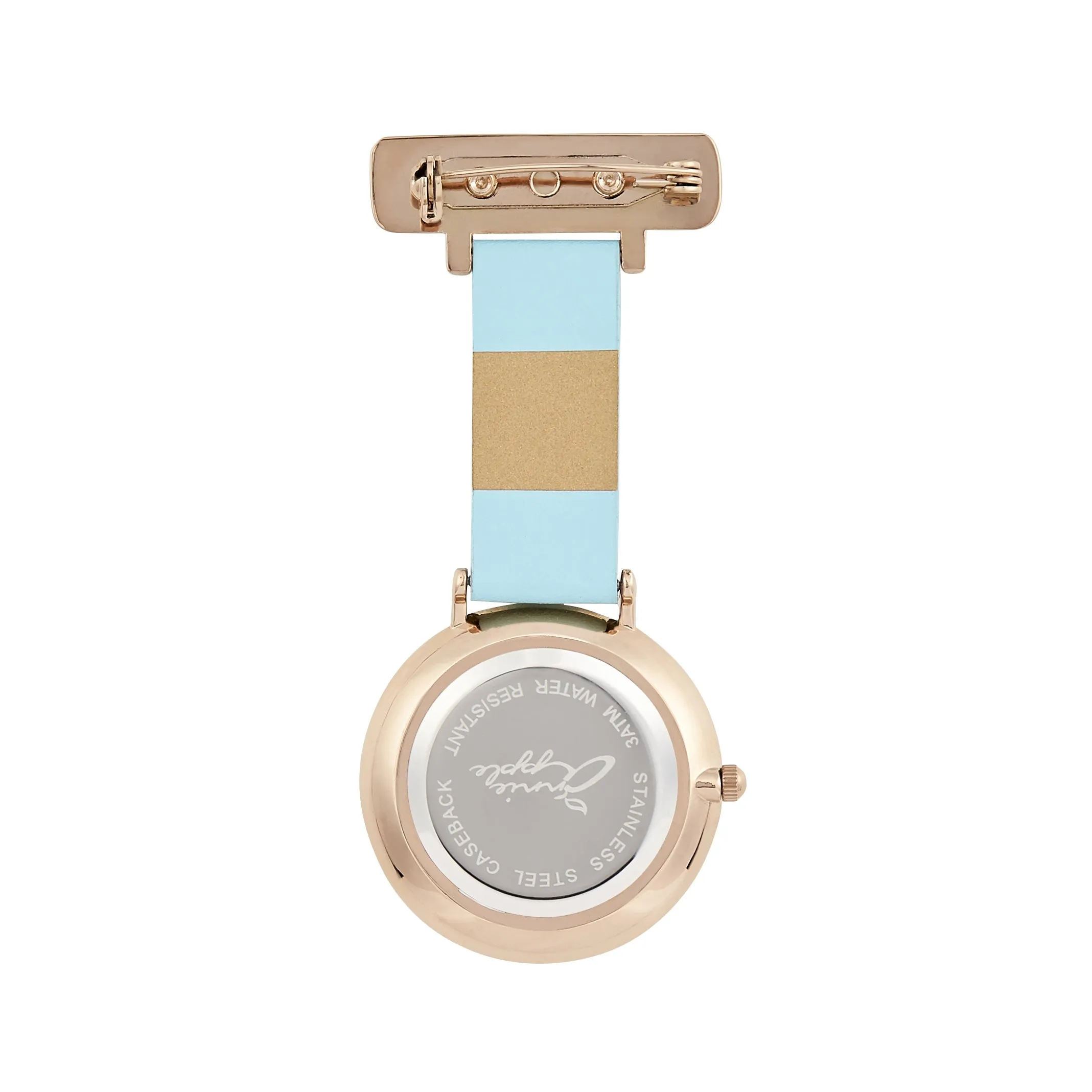Annie Apple Nurses Fob Watch - Aurora - Pearl/Rose Gold/Blue - Leather - 35mm