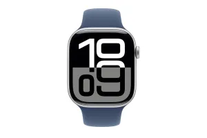 Apple Watch Series 10 GPS   Cellular | 46mm | Silver Aluminium Case with Denim Sport Band S/M