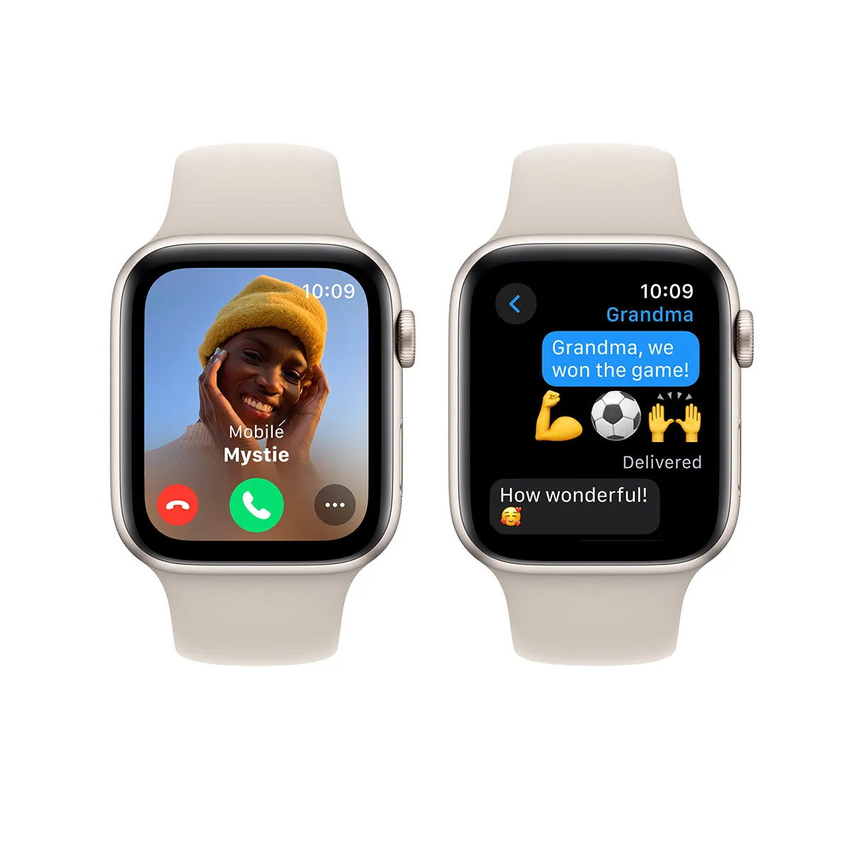 Apple Watch Series SE 2nd Gen GPS, 40mm Starlight Aluminium Case with Starlight Sport Band – MR9V3 (M/L)  (New)