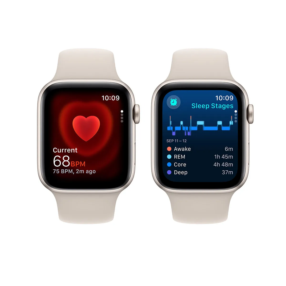 Apple Watch Series SE 2nd Gen GPS, 40mm Starlight Aluminium Case with Starlight Sport Band – MR9V3 (M/L)  (New)
