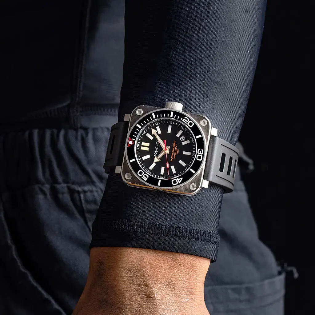 Aquatico Steel Man Black Dial Ceramic Bezel Watch (SWISS MADE Sellita sw200-1)