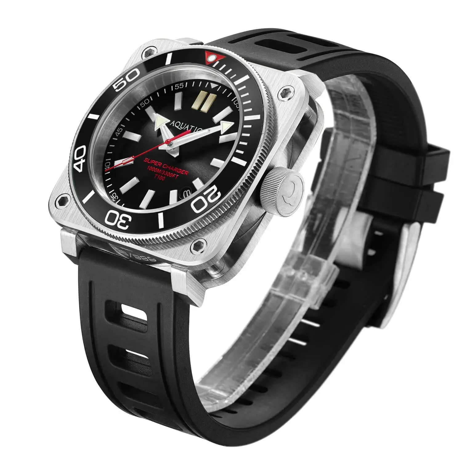 Aquatico Steel Man Black Dial Ceramic Bezel Watch (SWISS MADE Sellita sw200-1)