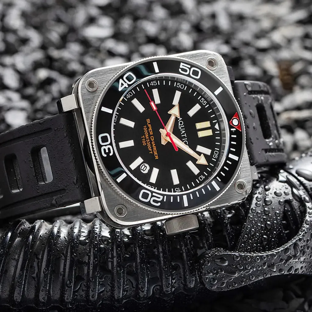 Aquatico Steel Man Black Dial Ceramic Bezel Watch (SWISS MADE Sellita sw200-1)