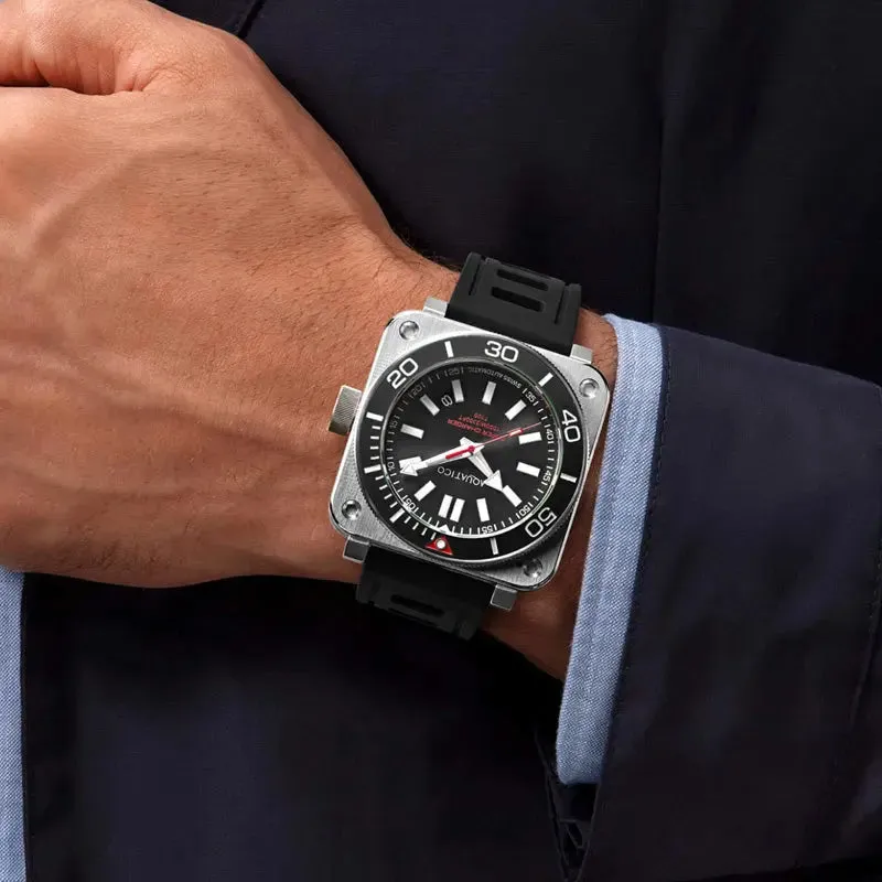 Aquatico Steel Man Black Dial Ceramic Bezel Watch (SWISS MADE Sellita sw200-1)