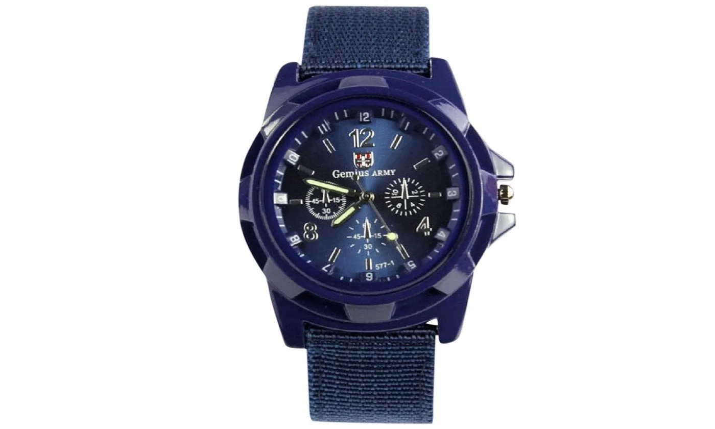 Army Racing Force Sport Fabric Band Watch Men 's Fashion Blue Alloy Quartz Watches Gift Accessory