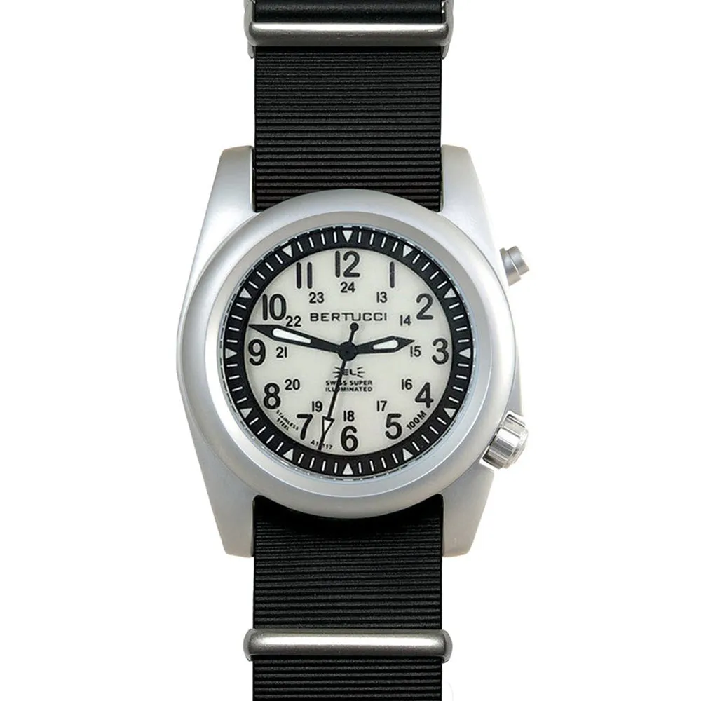Bertucci A-2SEL EL Supper Illuminated Mens Black Italian Rubber Band Black Quartz Dial Watch - 22030