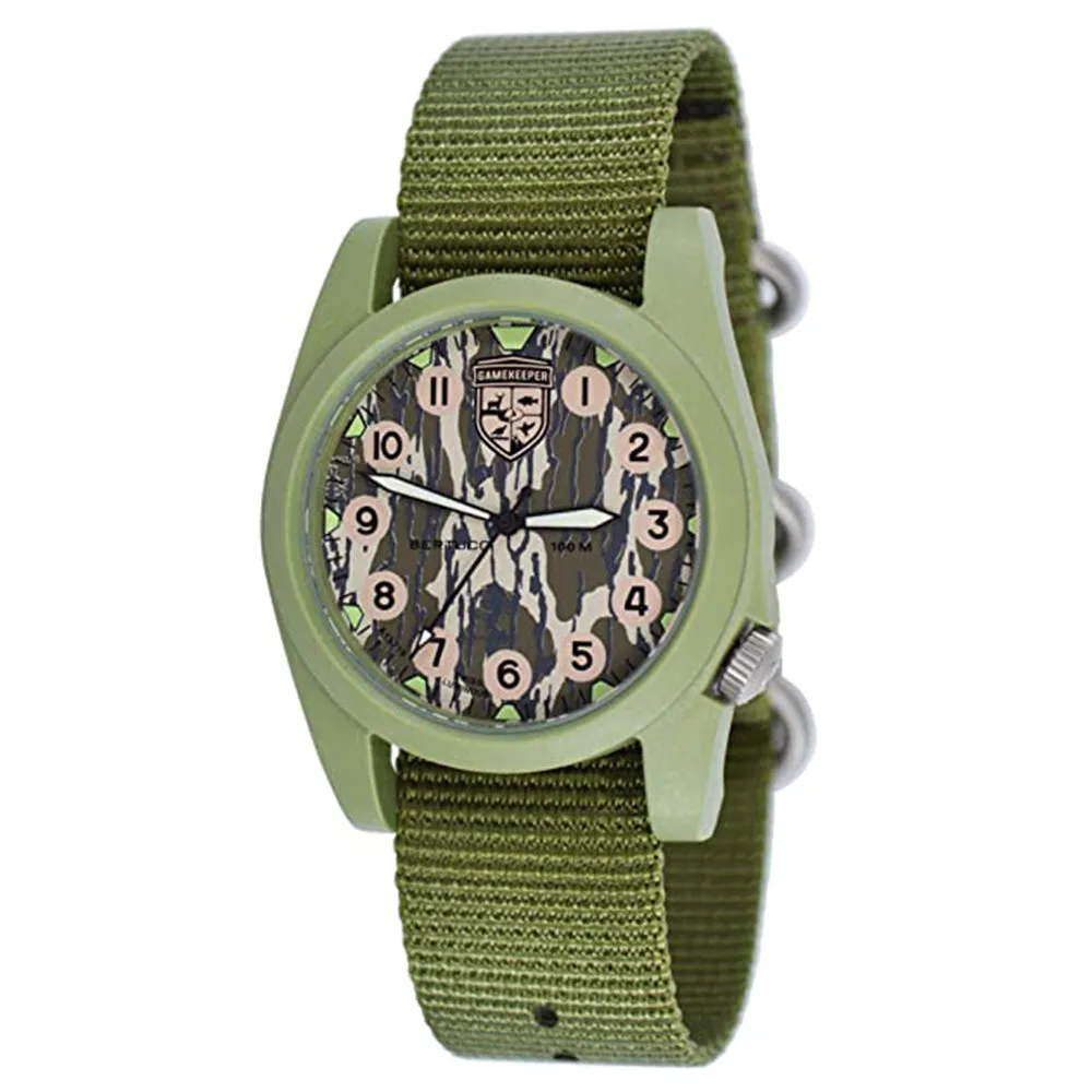Bertucci Gamekeeper Unisex Defender Olive Nylon Band Mossy Oak Bottomland Quartz Dial Watch - 13377