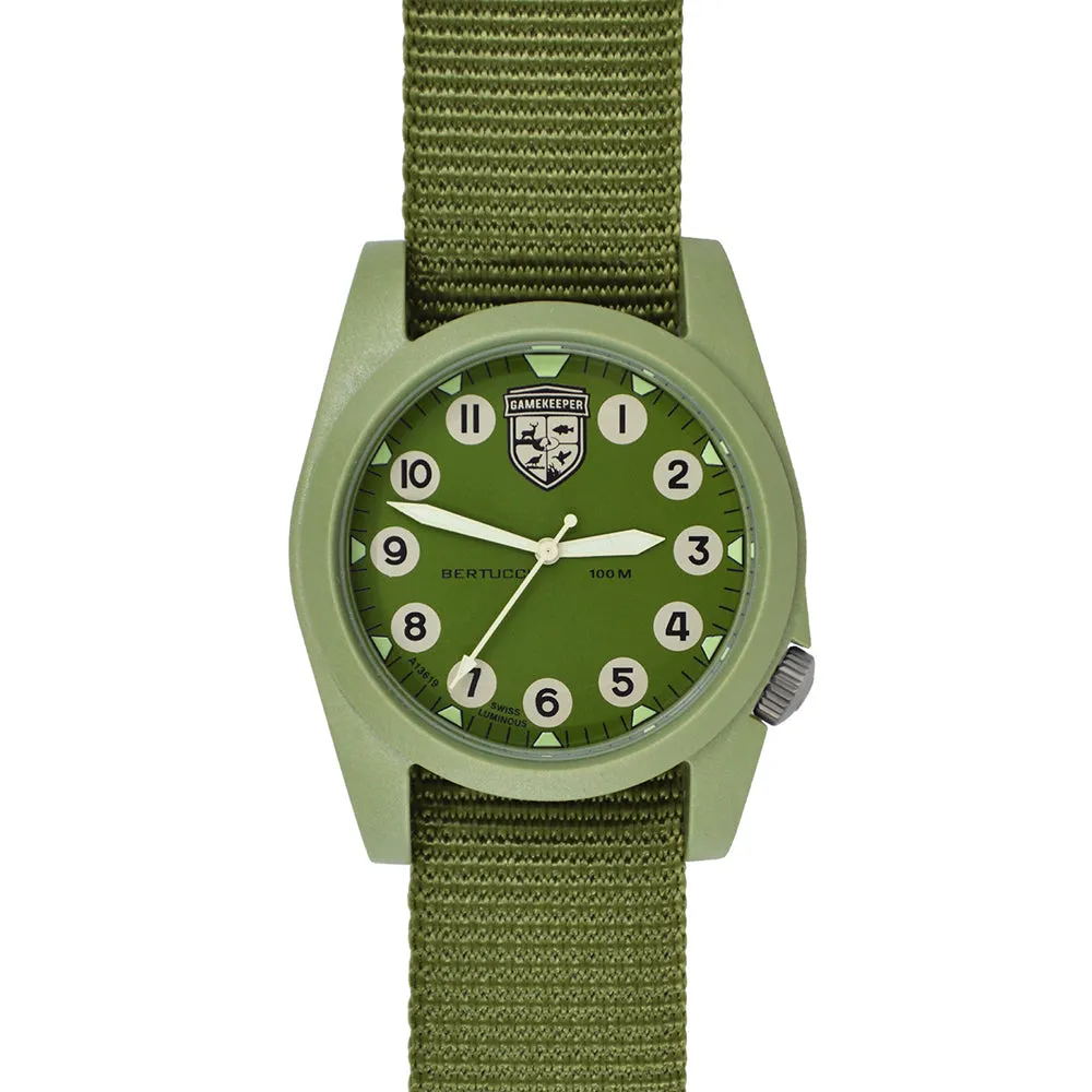 Bertucci Gamekeeper Unisex Olive Nylon Band Forest Quartz Dial Watch - 13375