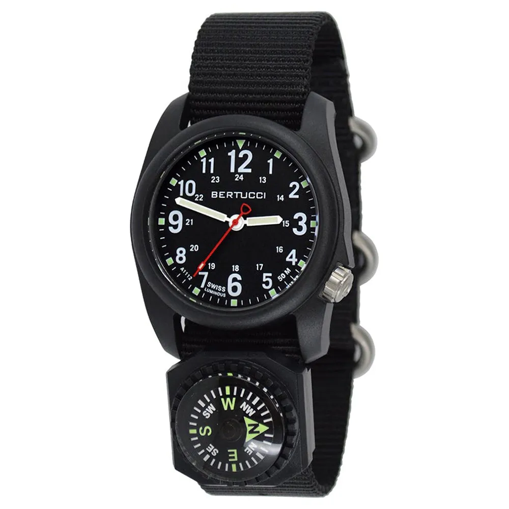 Bertucci Mens Black Dial Nylon Band Quartz Watch - 11102