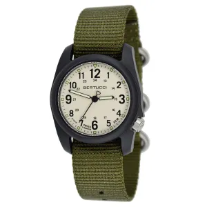 Bertucci Unisex Savvy Resin Case White Dial Olive Nylon Band Round Watch - 11049