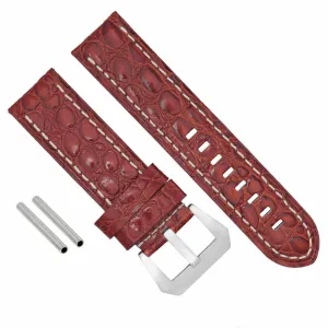 BIG 24MM GATOR PAM LEATHER WATCH STRAP FOR 44MM PANERAI BROWN WS BUCKLE POLISH