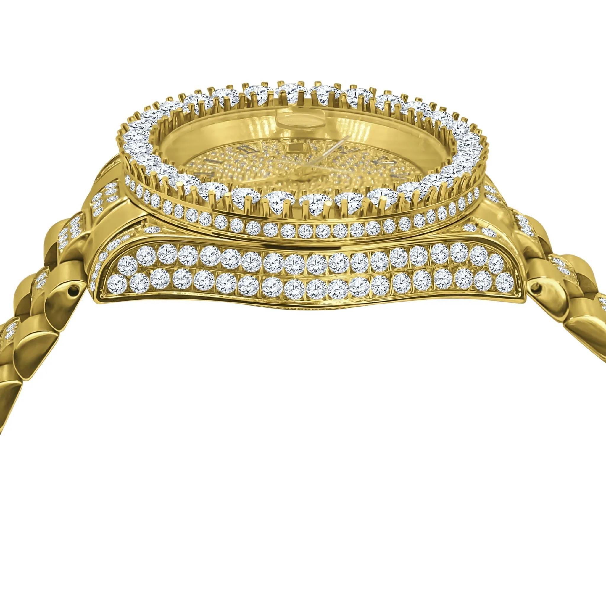 Big Bezel CZ Roman Dial Date Mid Link Watch
