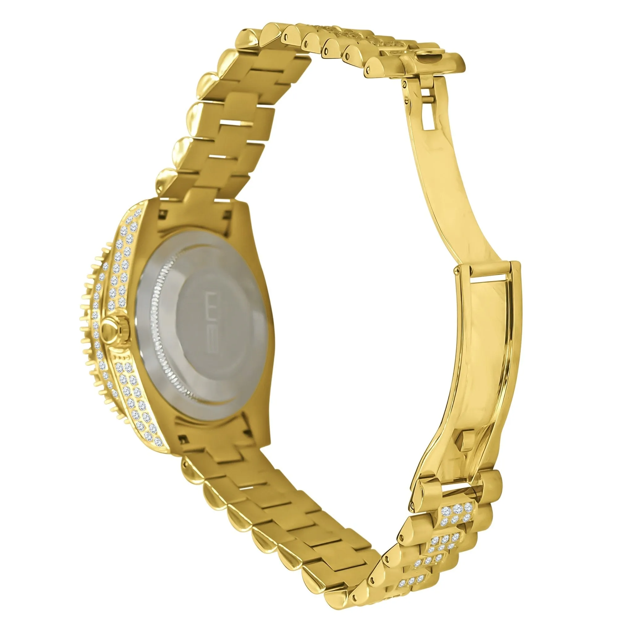 Big Bezel CZ Roman Dial Date Mid Link Watch