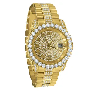 Big Bezel CZ Roman Dial Date Mid Link Watch