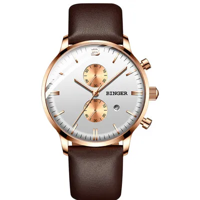 Binger Swiss Chronograph Quartz Watch Men B 1212