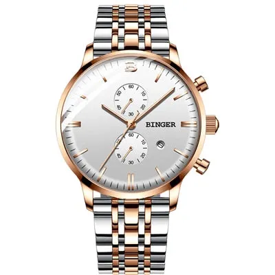 Binger Swiss Chronograph Quartz Watch Men B 1212