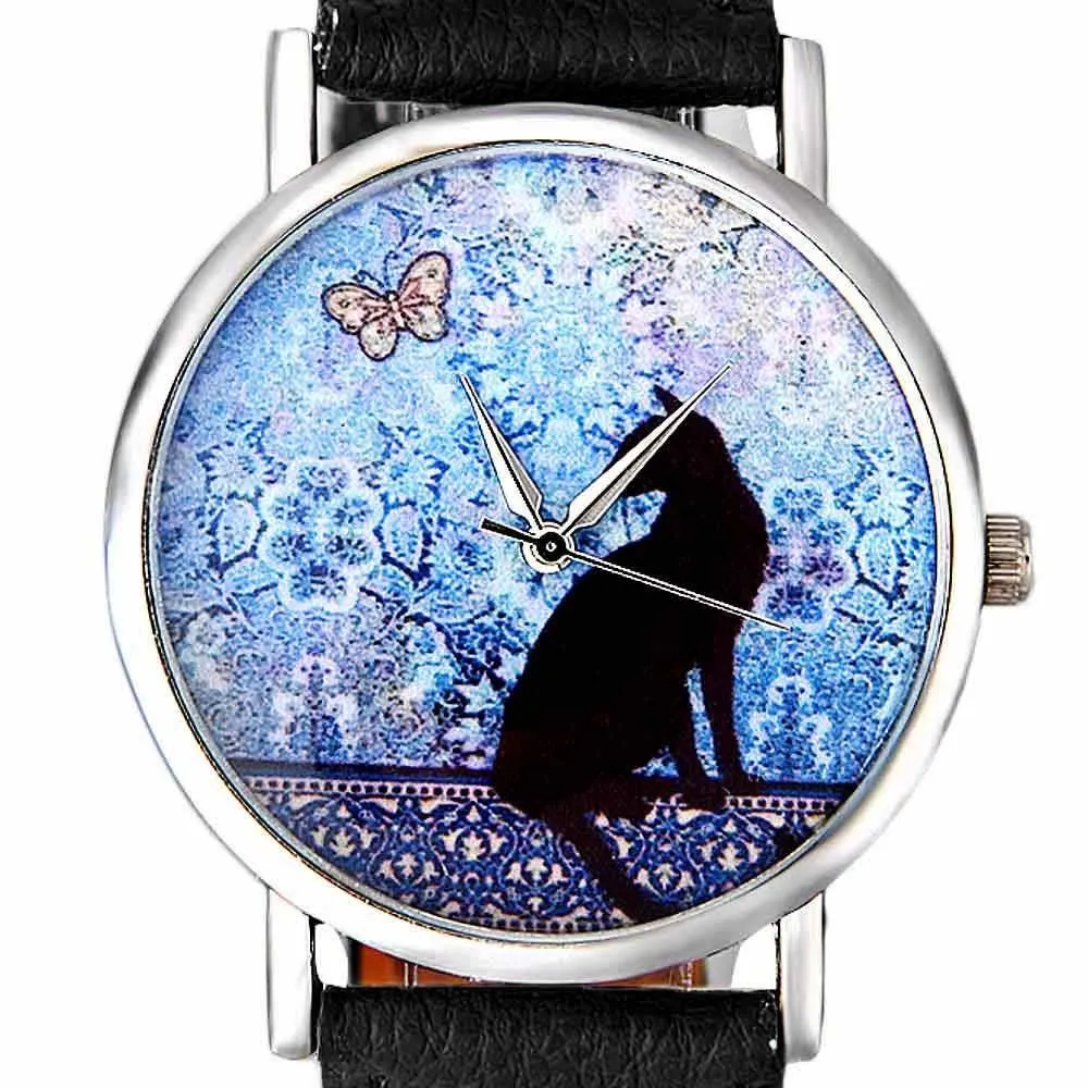 Black Cat and Butterfly Quartz Watch