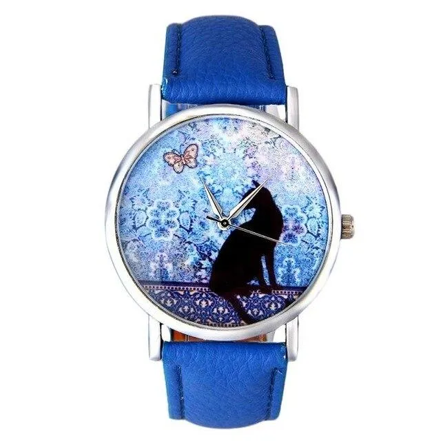 Black Cat and Butterfly Quartz Watch