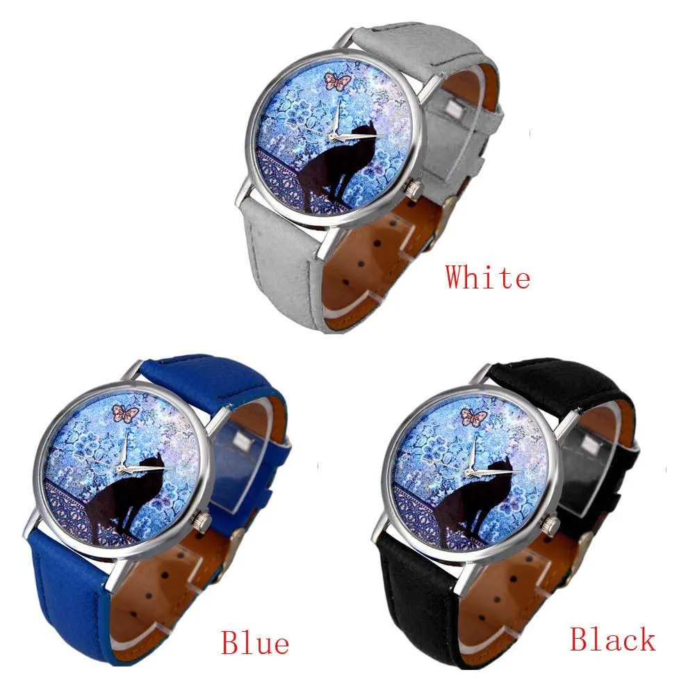 Black Cat and Butterfly Quartz Watch