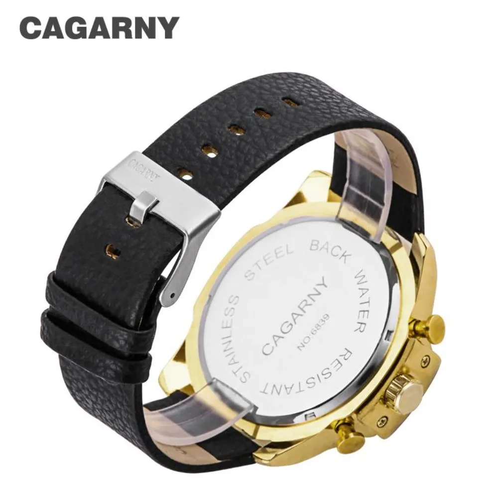 Cagarny Men's Sports Watch With Leather Strap