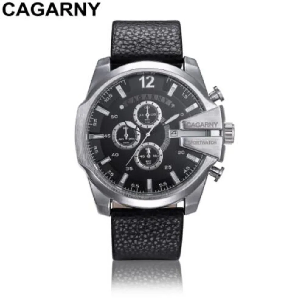 Cagarny Men's Sports Watch With Leather Strap