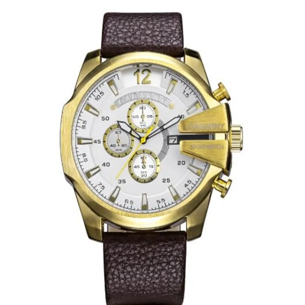 Cagarny Men's Sports Watch With Leather Strap