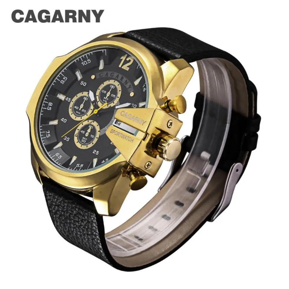 Cagarny Men's Sports Watch With Leather Strap