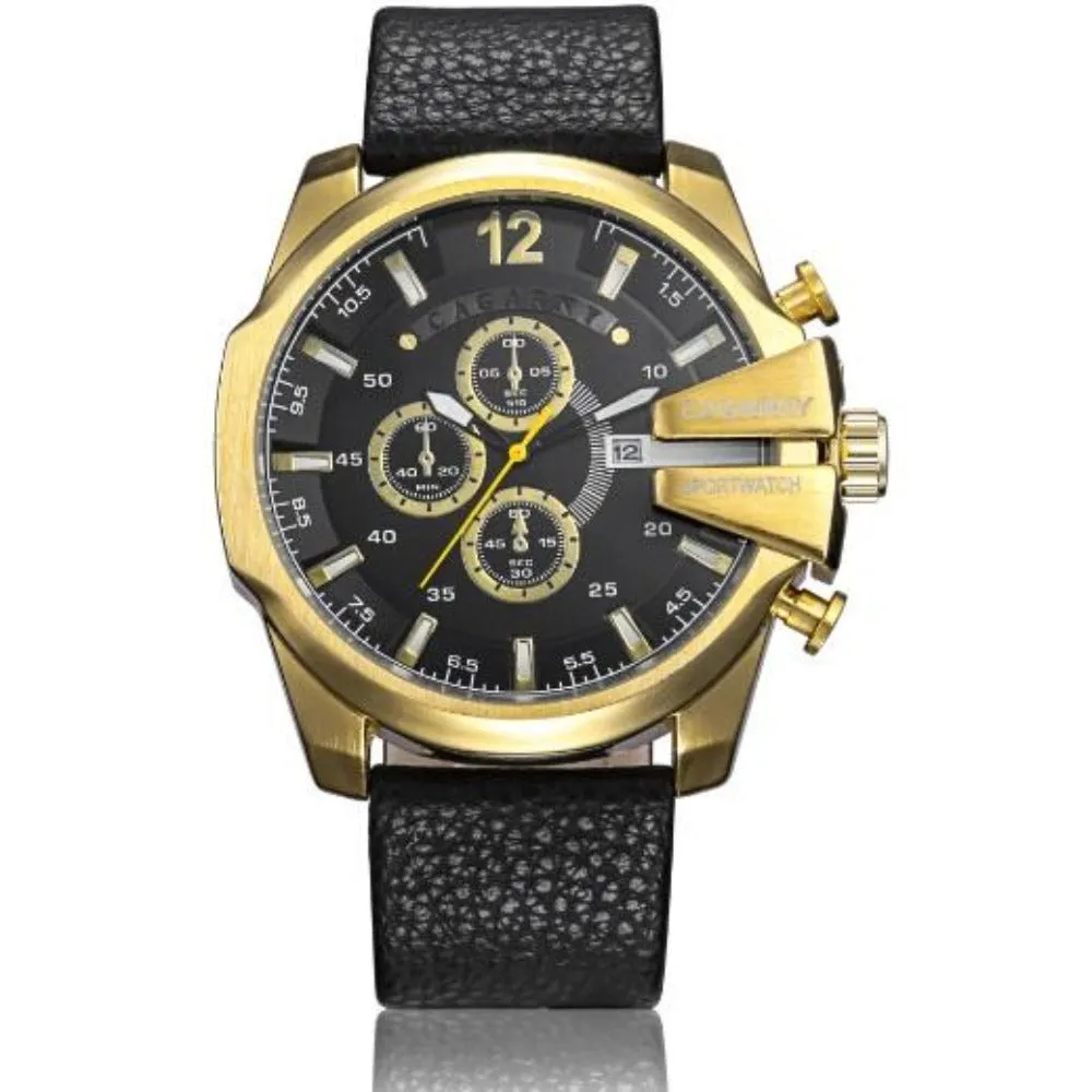 Cagarny Men's Sports Watch With Leather Strap