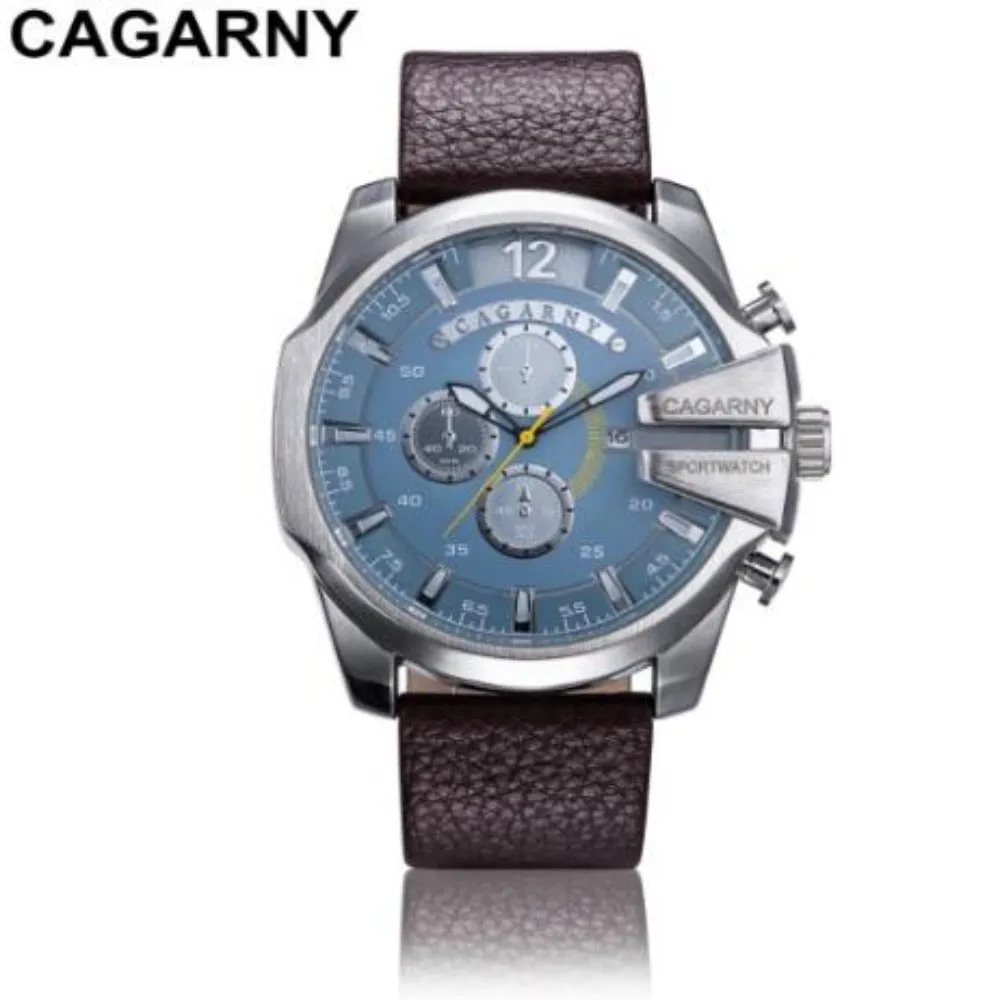 Cagarny Men's Sports Watch With Leather Strap