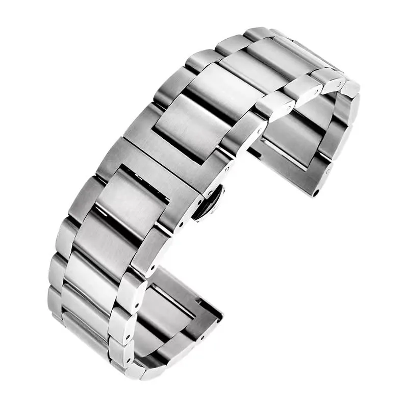 CakCity Quick Release Watch Band, Black Stainless Steel Watch Band Metal Heavy Watch Bracelets Polished Matte Brushed Finish Watch Strap Replacement 20mm with Removal Tool