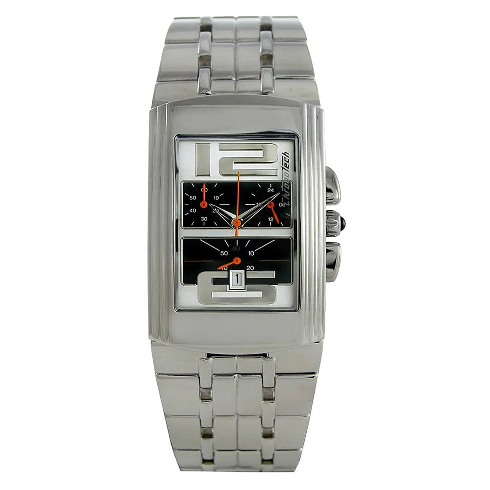 Chronotech Mens Highway Stainless Watch - Silver Bracelet - Black Dial - CHTCT.7018B/03M